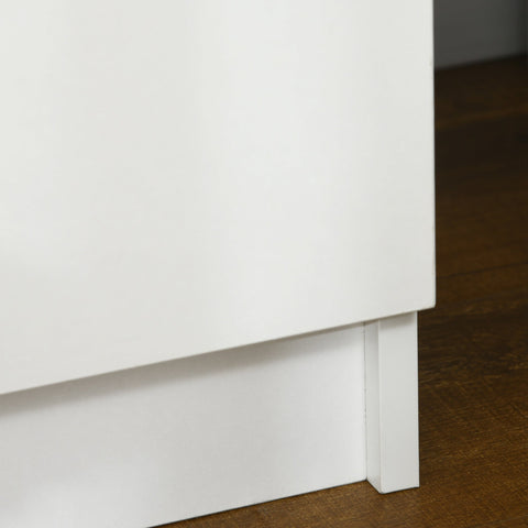 Rootz Bedside Table Nightstand - Modern Side Table - Glossy Bedside Unit - RGB LED Light - Two Drawers - 45W x 35D x 52H cm