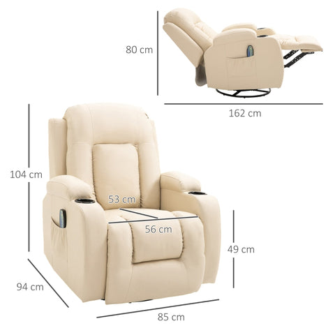 Rootz Massage Chair - Recliner Chair - Relaxation Chair - 8 Vibration Points - Heating Function - 85cm x 94cm x 104cm - Faux Leather