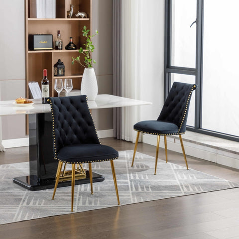 Rootz Set of Two Velvet Chairs - Upholstered Dining Chair - Elegant Accent Chairs - Ergonomic Comfort - 43.9cm x 62cm x 87.5cm