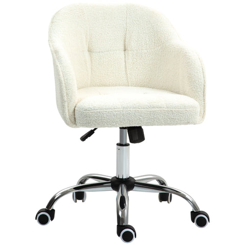 Rootz Ergonomic Home Office Chair - Desk Chair - Swivel Chair - Super Soft Teddy Fabric -White - 56cm x 61cm x 86cm