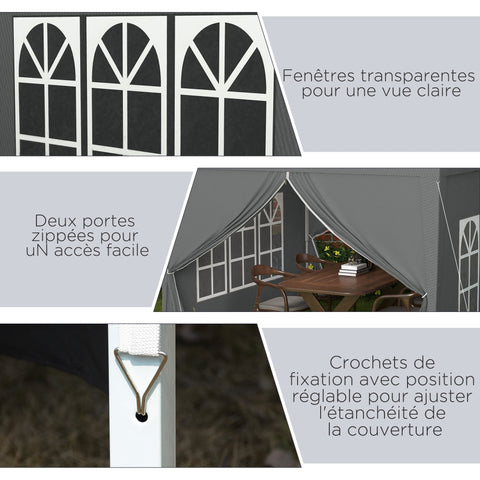 Rootz 3x3m Pavilion Party Tent - Folding Canopy - Event Marquee - Easy Assembly - 295cm x 295cm x 258cm
