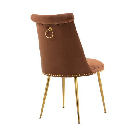 Rootz Set of 2 Velvet Chairs - Comfortable Armchair - Elegant Seating - Ergonomic Comfort - Gold Metal Legs - 43.9cm x 62cm x 87.5cm