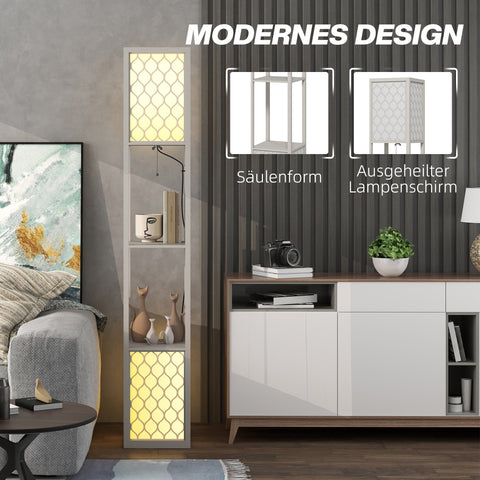 Rootz Standing Lamp - Modern Floor Lamp - Shelf Lamp - Maximizes Desk Space - 26cm x 26cm x 156cm -  White