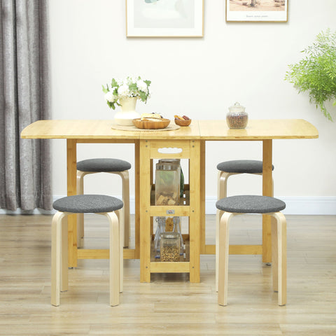 Rootz 4-Set Upholstered Stackable Stool - Space-Saving Seating - Stack Stools - Comfort Foam - Ø40 x 45H cm