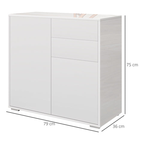 Rootz Storage Cabinet - Sideboard - Side Cabinet - Tipping Protection - 79cm x 36cm x 75cm - White