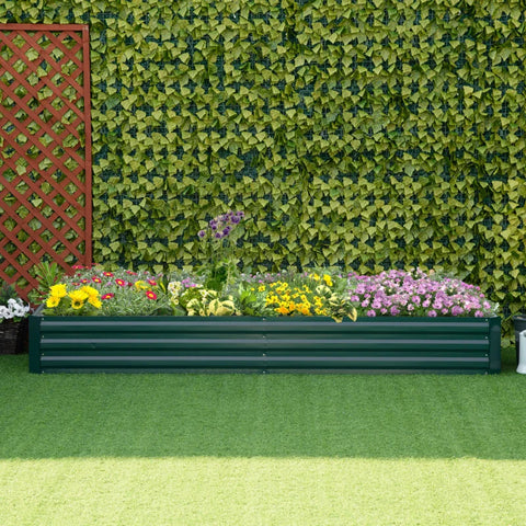 Rootz Metal Verhoogd tuinbed - Plantenbak - Plantenbakken voor buiten - Groeiende bloemen - Kruiden - Eenvoudige montage - Groen - 95L x 90,5W x 29,8H cm