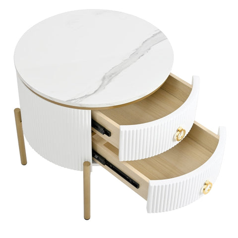 Rootz Elegant Side Table - Coffee Table - Accent Table - Luxury Marble Surface - 50L x 50W x 51H cm