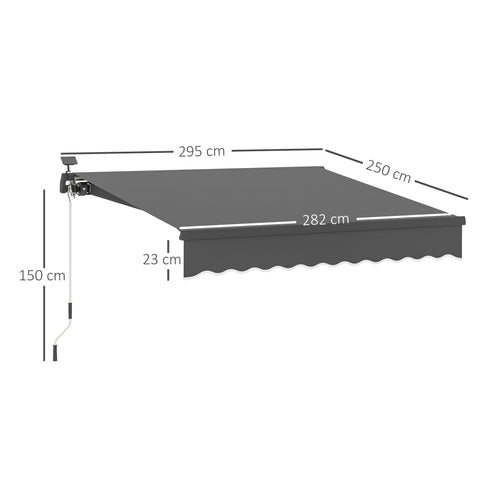 Rootz Klemmmarkise - UV Protection Awning - Joint Arm Awnings - Solar-powered LED Lights - 295cm x 250cm - Enhance Outdoor Comfort