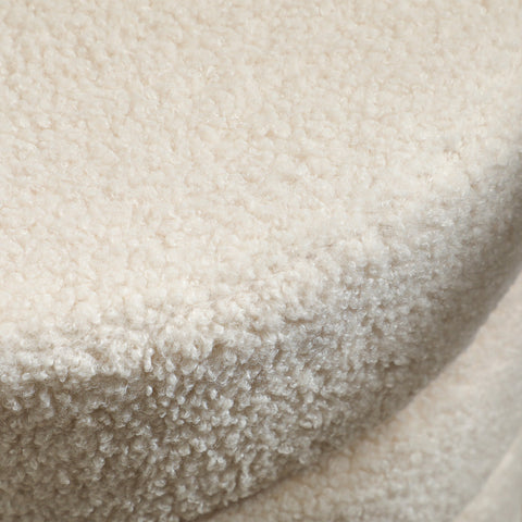 Rootz Round Stool - Footrest - Ottoman - Supports Up to 120kg - φ40 x 45H cm - White Teddyfleece