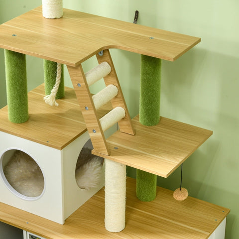 Rootz Scratching Post Cat Tree - Cat Climbing Tower - Cat Activity Center - Ultimate Cat Retreat - Anti-Tip Protection - Adjustable Feet - 80cm x 48cm x 160cm