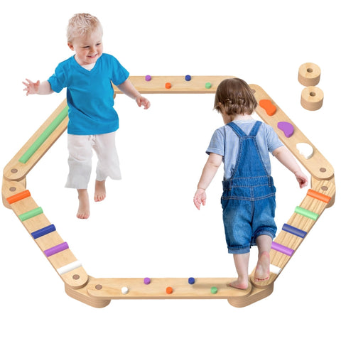 Rootz Kids Balance Beam Set - Wooden Balance Boards - Playful Balance Training - Enhances Coordination - 130cm x 115cm x 8.5cm
