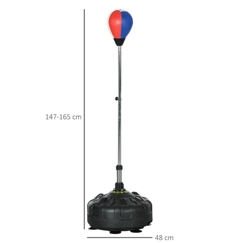 Rootz Punching Ball - Height Adjustable - Fillable Base - Steel - Faux Leather - Black + Red + White - Ø48 x 147-165H cm