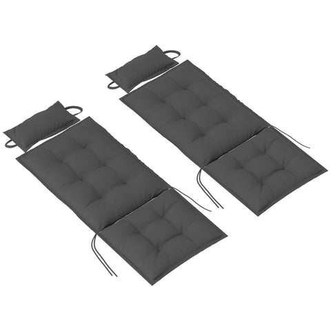 Rootz 2 Piece Sun Lounger Set - Garden Lounger Cushions - Upholstered Pads - Water-Repellent, Fade-Resistant - 50x116x5 cm -  Grey
