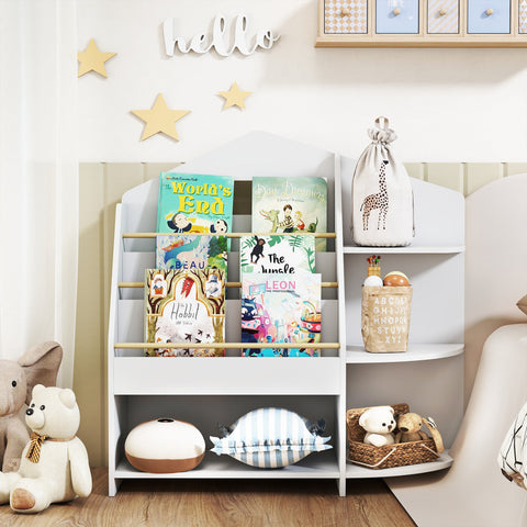 Rootz Children's Shelf, Bookcase - Kids Storage Organizer - Nursery Display Unit - Safe Rounded Edges, 40kg Capacity, 80x30x79.7cm, White