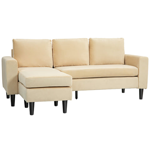 Rootz Modular Corner Sofa with Stool - Velvet Sofa Set - 3 Seater Couch - Elegant Brown Velvet - 186cm x 121cm x 82cm