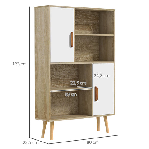 Rootz Scandinavian Bookshelf - Storage Shelf - Book Organizer - Nordic Design - 80L x 24B x 123H cm - Solid Pine Inclined Feet