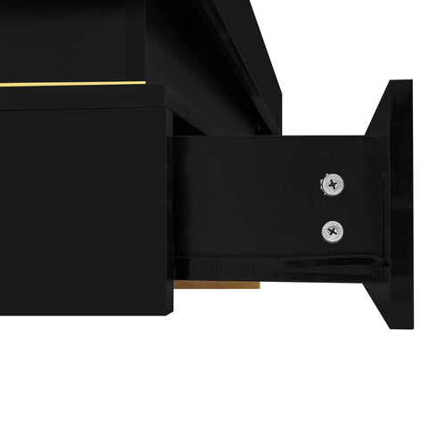 Rootz High Gloss Coffee Table - Living Room Table - Gold-Plated Accents - Ample Storage - 70cm x 70cm x 35.5cm