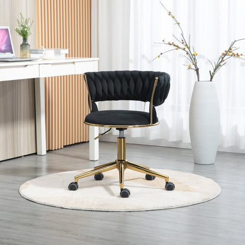 Rootz Swivel Office Chair - Velvet Chair - Ergonomic Chair - Luxury Design - 62cm x 62cm x 67-76.98cm