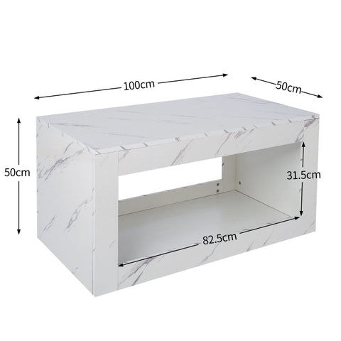 Rootz High-Gloss Coffee Table - Marble-Effect Table - App-Controlled LED - Luxurious & Durable - 100L x 50W x 50H cm