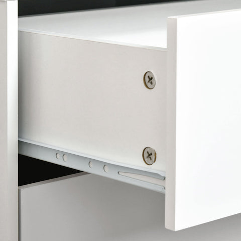 Rootz Bedside Table - Scandinavian Nightstand - White & Wood Look - 2 Drawer Storage - 40 x 35 x 50.5 cm