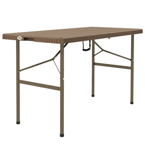 Rootz Garden Table - Outdoor Folding Table - Garden Folding Table - PE Rattan - Brown + Black - 122 x 60 x 73 cm