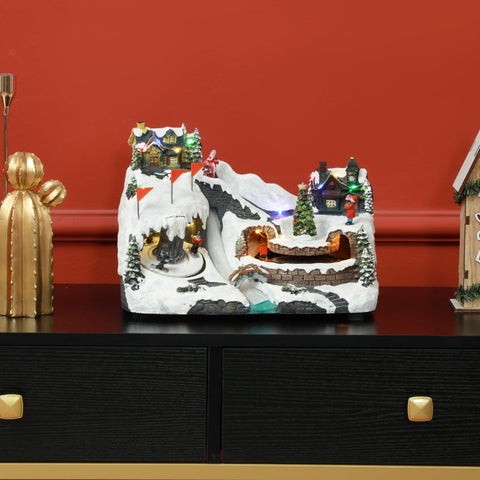 Rootz Christmas Village Set - Holiday Decor - Festive Display - LEDs & Fiber Optics - 34cm x 21cm x 23cm