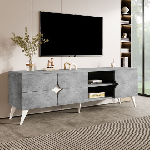 Rootz TV Cabinet with Open Compartments - Media Console - Entertainment Unit - Cable Management - 160cm x 40cm x 51cm