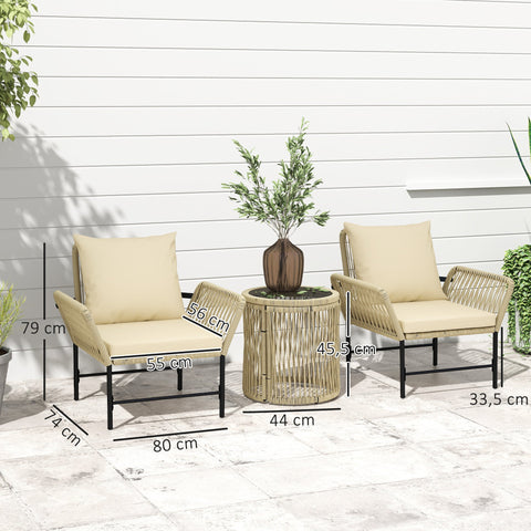 Rootz Poly Rattan Garden Furniture Set - Balcony Furniture - Outdoor Seating - Weather Resistant - 80cm x 74cm x 79cm