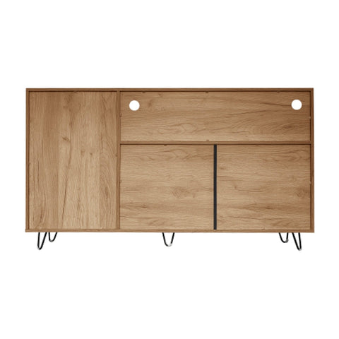 Rootz LED Glass Door Sideboard - Buffet - Cabinet - App Control LED Lights - 140L x 38W x 79.5H cm - Modern Design, Ample Storage