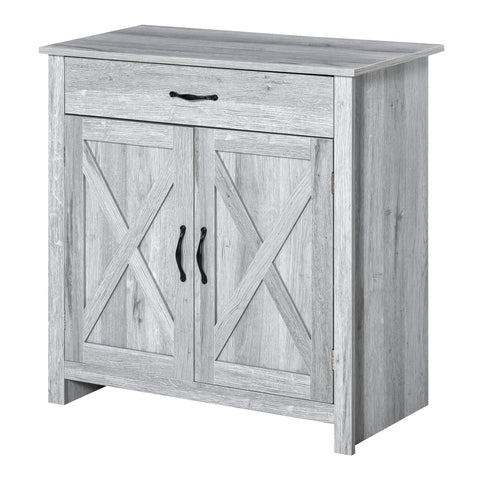 Rootz Buffet Cabinet - Country-Chic Storage - Light Wood Sideboard - Height-Adjustable Shelf - 80cm x 39.7cm x 80cm