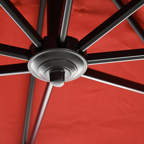 Rootz Displaced Square Parasol - Patio Umbrella - Garden Canopy - UV Protected - 2.45L x 2.45W x 2.48H m - Red