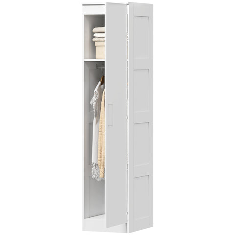 Rootz White Wardrobe Cabinet - Multi-Purpose Closet - Bedroom Storage Unit - Soft-Close Door - 40 x 52 x 180 cm