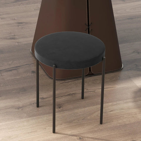 Rootz Eetkamerstoelen - Zachte vulling - Accentstoel - Slanke metalen poten - Ergonomisch ontwerp - 4 Stapelbare krukken - Velvet Touch Polyester Stof-staal - Zwart - 41,5 cm x 41,5 cm x 46 cm