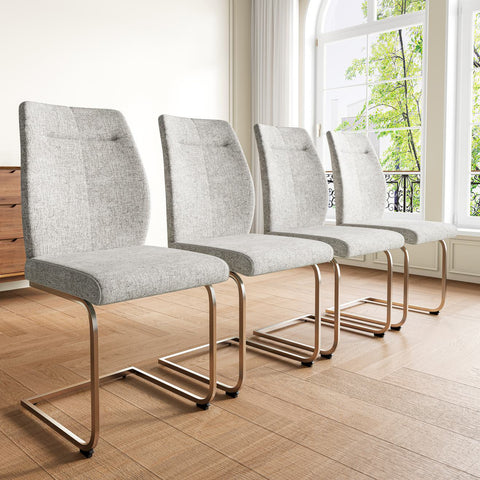 Rootz 4 Piece Set Dining Room Chairs - Ergonomic Chairs - Modern Seating - Breathable Linen - 43cm x 58cm x 102.5cm