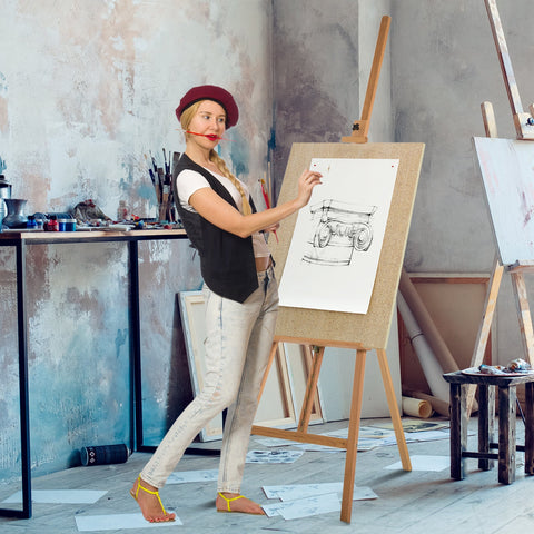 Rootz Adjustable Easel Frame - Painting Stand - Art Display - Natural Beech Wood - 65cm x 68cm x 230cm