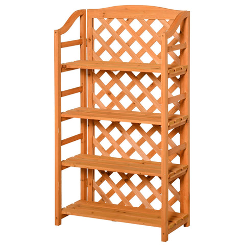 Rootz Foldable Plant Shelf - Flower Staircase - Wood Display Stand - Adjustable Shelves, Pre-Oiled Fir - 67cm x 33cm x 123cm