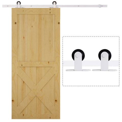 Rootz Sliding Door Fitting Set - Barn Door Hardware Kit - Space-Saving - High-Quality Wheels - Robust Steel - 183cm x 4cm x 0.6cm