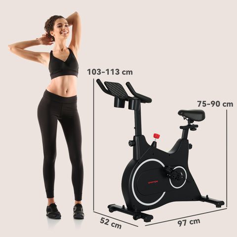 Rootz Home Bike Fitness Bike - Exercise Bike - Ergometer - Comfortable Seat - Compact Design - 97cm x 52cm x 113cm