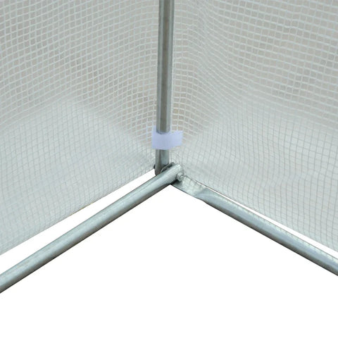 Rootz Tunnel Greenhouse - 6 Roll Up Windows - Zip Door - Tear Resistant Film - Metal Frame - White - 4.45 x 3 x 2.05m