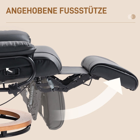 Rootz Recliner Chair - TV Armchair - Lounge Chair - Compact Size - 135° Recline - 360° Rotating Base - Faux Leather - 78cm x 88cm x 103cm