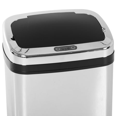 Rootz Stainless Steel Automatic Sensor Rubbish Bin - Touch-Free Trash Can - Hygienic Waste Bin - 30L Capacity - Polished Stainless Steel - 33cm x 25cm x 58cm