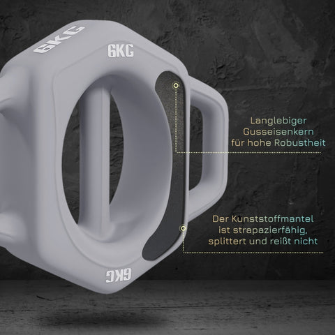 Rootz 3-in-1 Multifunctional Dumbbell - Strength Training Weights - Fitness Equipment - Non-Slip Surface - Durable Cast Iron Core - Protective Plastic Coating - 25cm x 20cm x 6cm