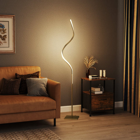 Rootz Spiral Standing Lamp - Floor Lamp - Mood Light - Efficient Lighting - 20.5 x 20.5 x 146cm - Gold