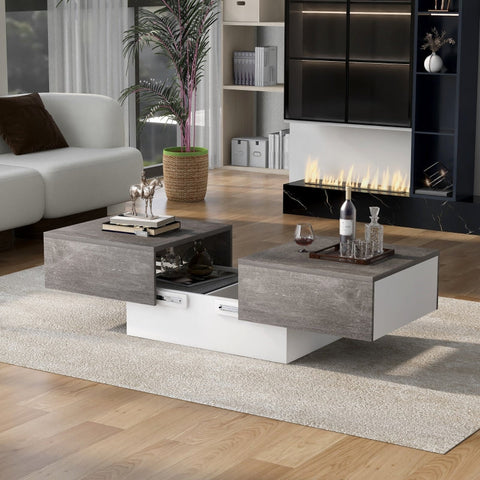 Rootz Universal Sofa Table - Living Room Table - High-Gloss Finish - Practical Storage - 102L x 60W x 40H cm