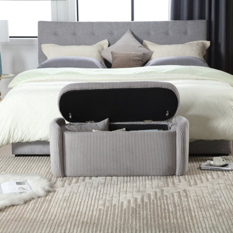 Rootz Modern Storage Stool - Minimalist Ottoman - Velvet Bench - Durable & Comfortable - 112L x 41W x 42H cm