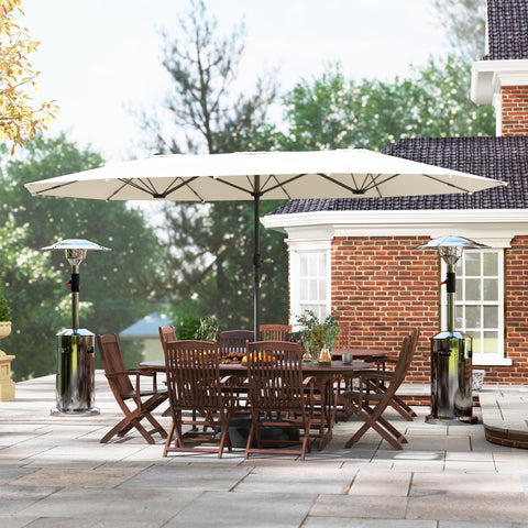 Rootz Double Sunshield Parasol - UV Protection - Steel Parasol - Crank Operated - 436cm x 260cm x 240cm