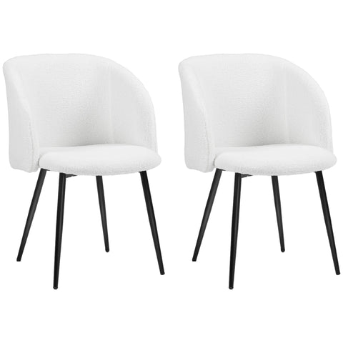 Rootz Set of 2 Dining Chairs - Fabric Backrest - Modern Seating - Optimal Comfort - 55 x 62 x 80 cm - White & Black