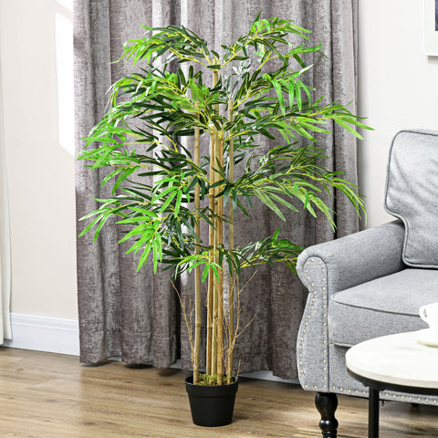 Rootz Artificial Bamboo XXL Tree - Faux Plant - Synthetic Greenery - Realistic Leaves - 115cm Height - Black Pot ø 20 x 14cm