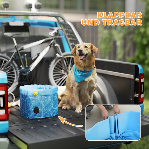 Rootz Foldable Dog Pool - Paddling Pool - Pet Swimming Pool - Scratch-Resistant - Ø120 x 30 cm - Blue