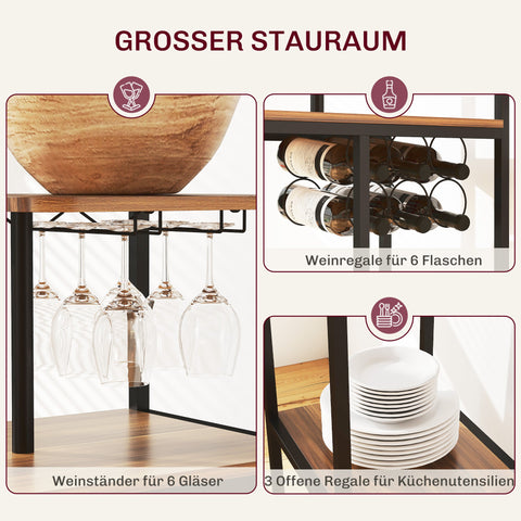 Rootz 3-Part Bar Table Set - Pub Table - High Top Table - Wine Storage - 110-140cm x 40cm x 116cm